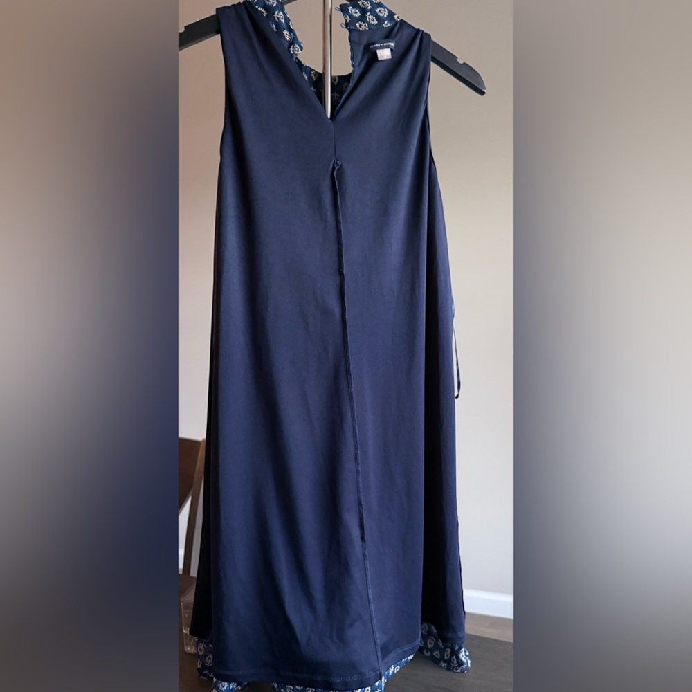 Tommy Hilfiger Navy Floral Chiffon Sleeveless Shift Dress - Size 12 - Picture 5 of 6